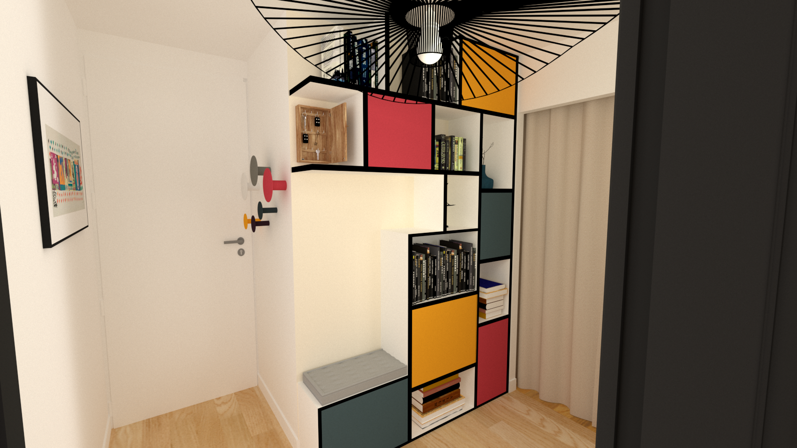 Meuble sur mesure au style Mondrian sur aix-en-provence dans les bouches du rhone