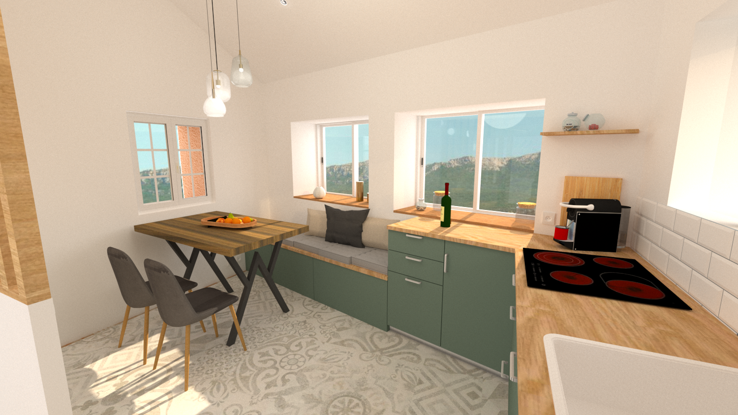 pièce de vie au dernier étage d'une maison de village pres d'aix en provence