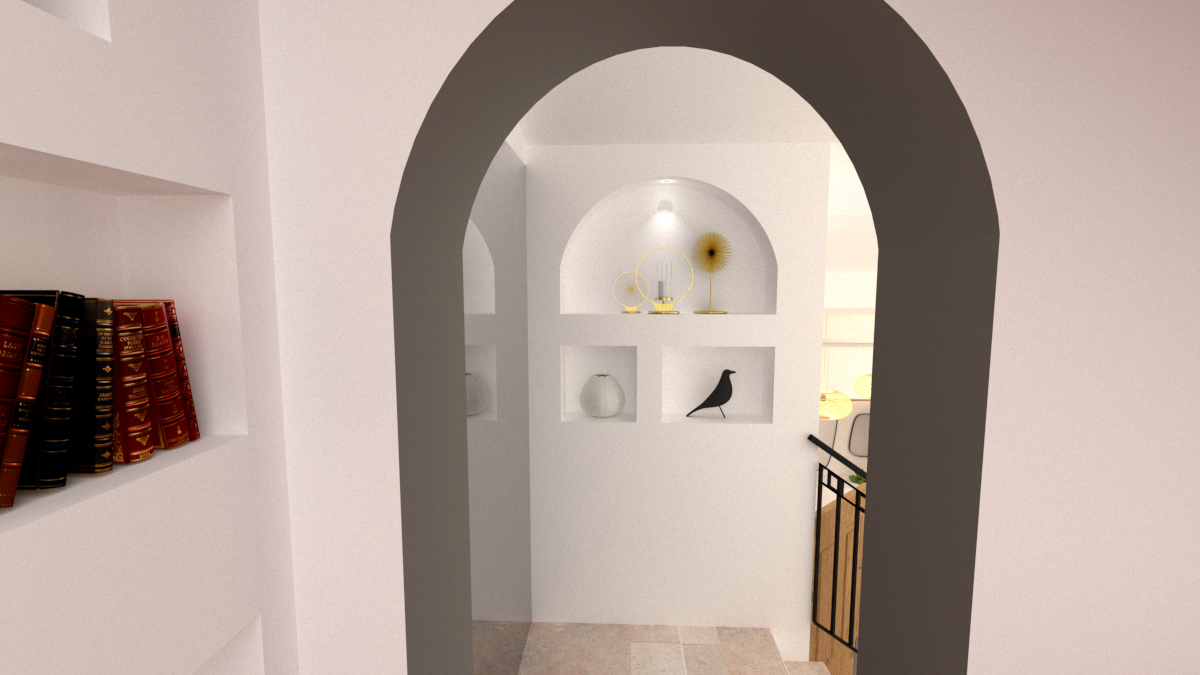 niche arche haut d'escalier à peynier