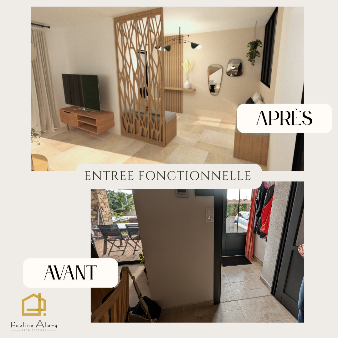 Décoration avant apres entree claustra terracota