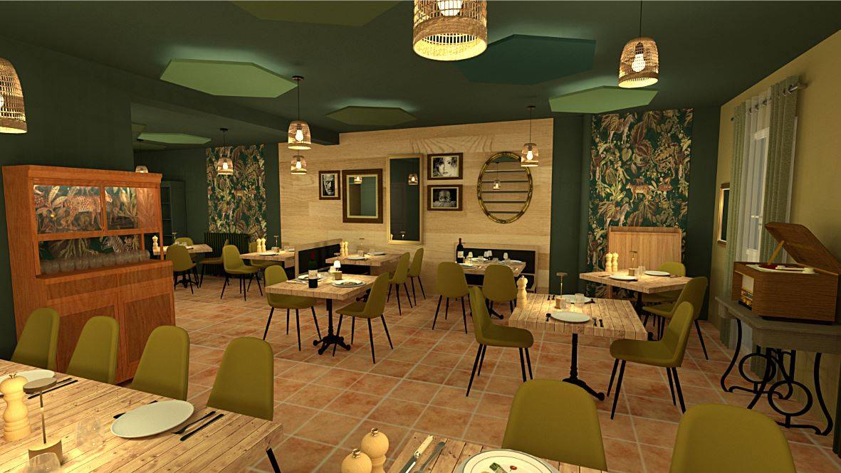 décoration d'un restaurant au style provençal et ancien au pied de la Sainte victoire dans le sud de la france