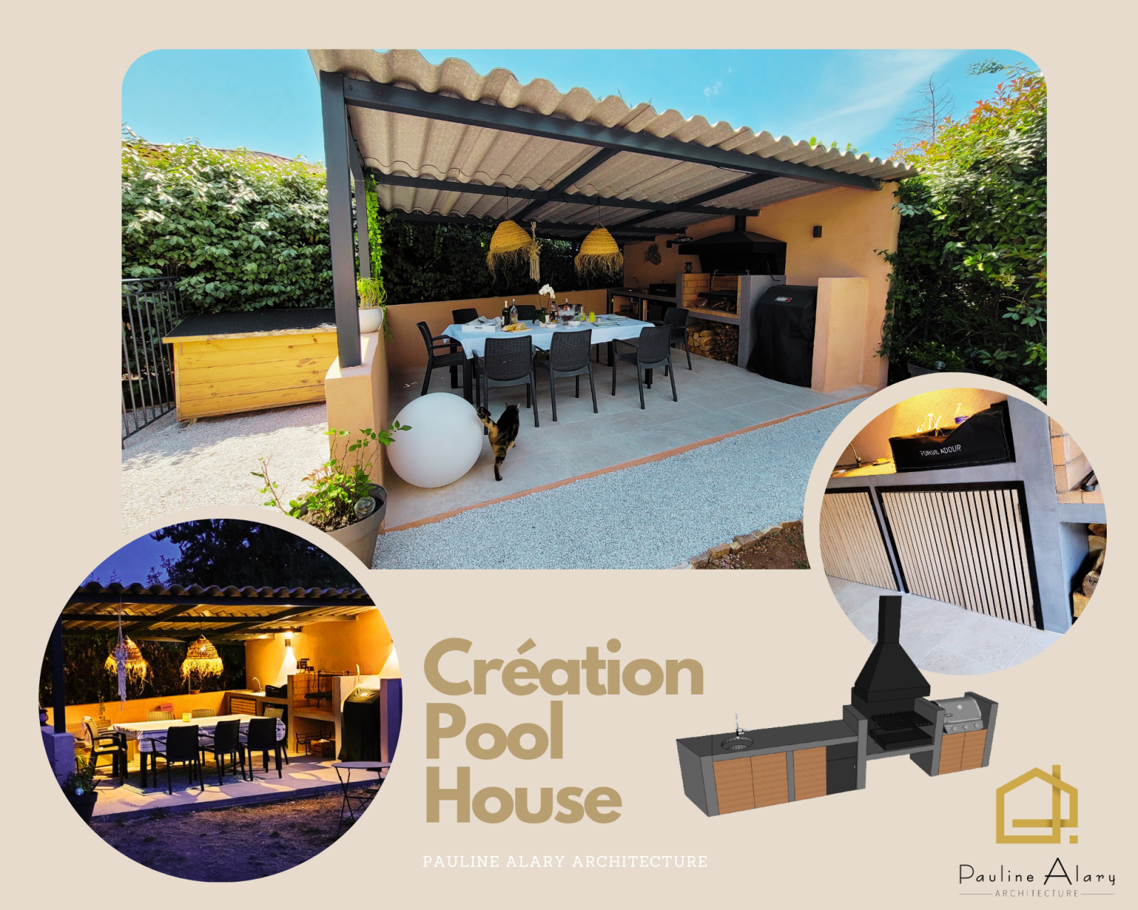 création d'un pool house avec barbecue argentin