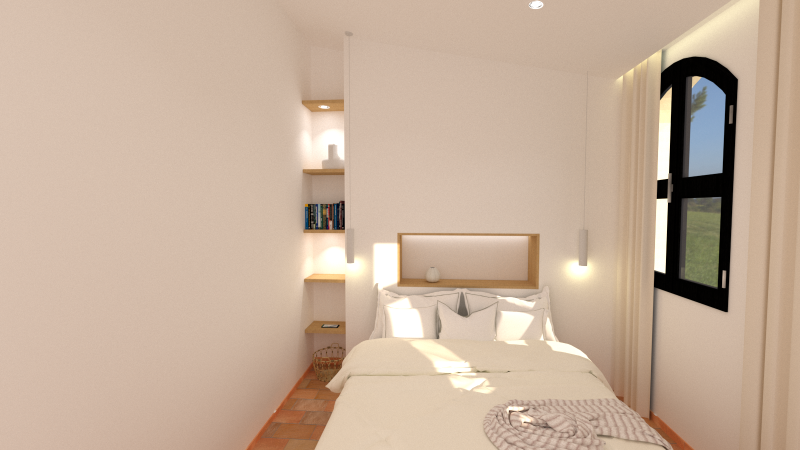 chambre suite parentale espace petit style contemporain avec dressing et salle d'eau à Puyloubier