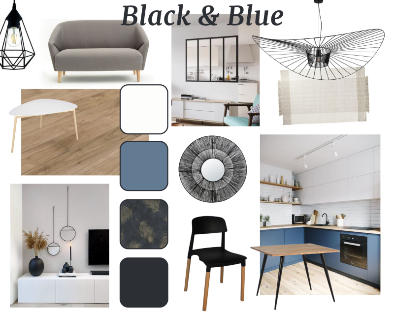 planche tendance deco bleue cuisine 