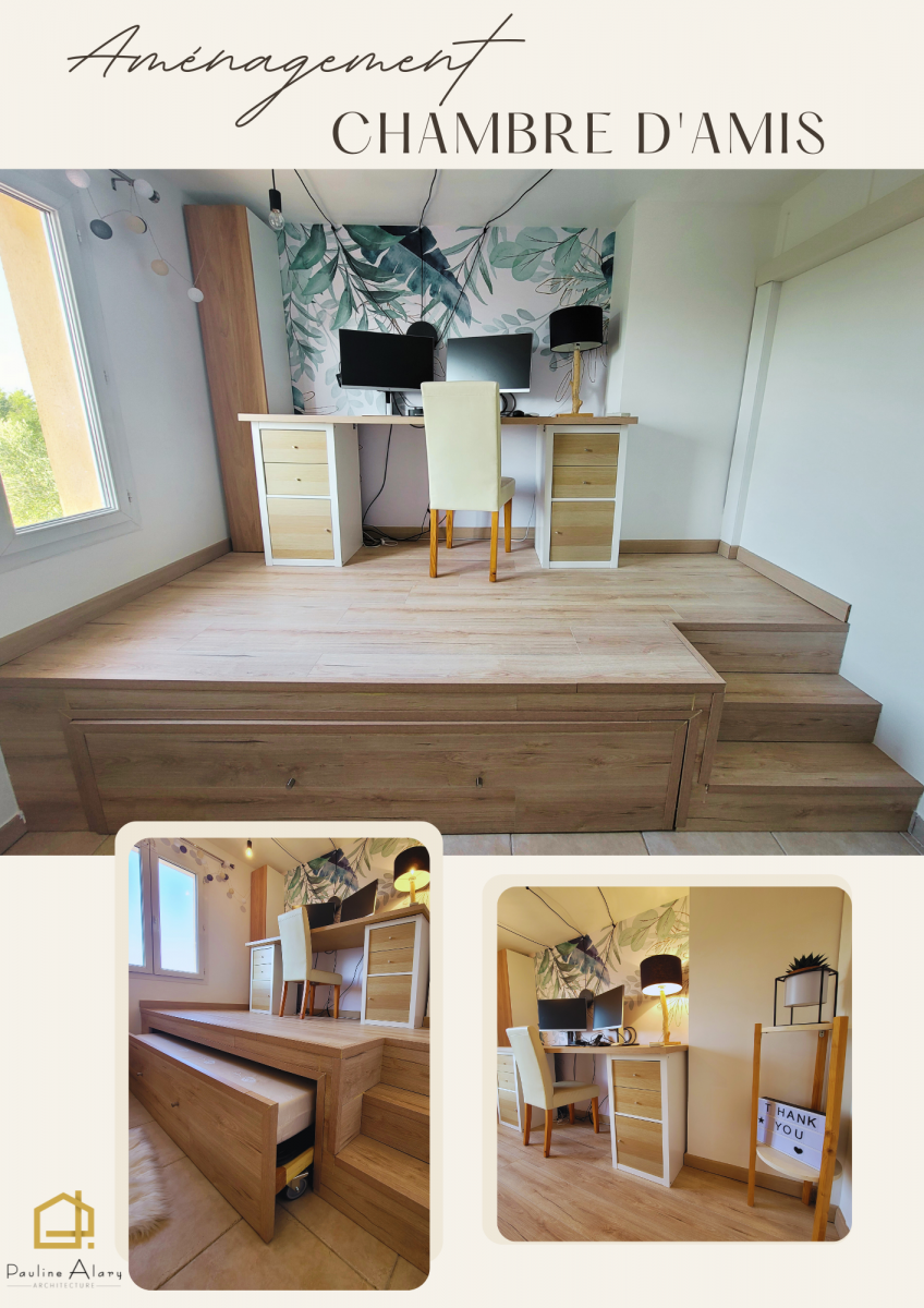 optimisation chambre d'amis aix-en-provence bureau télétravail